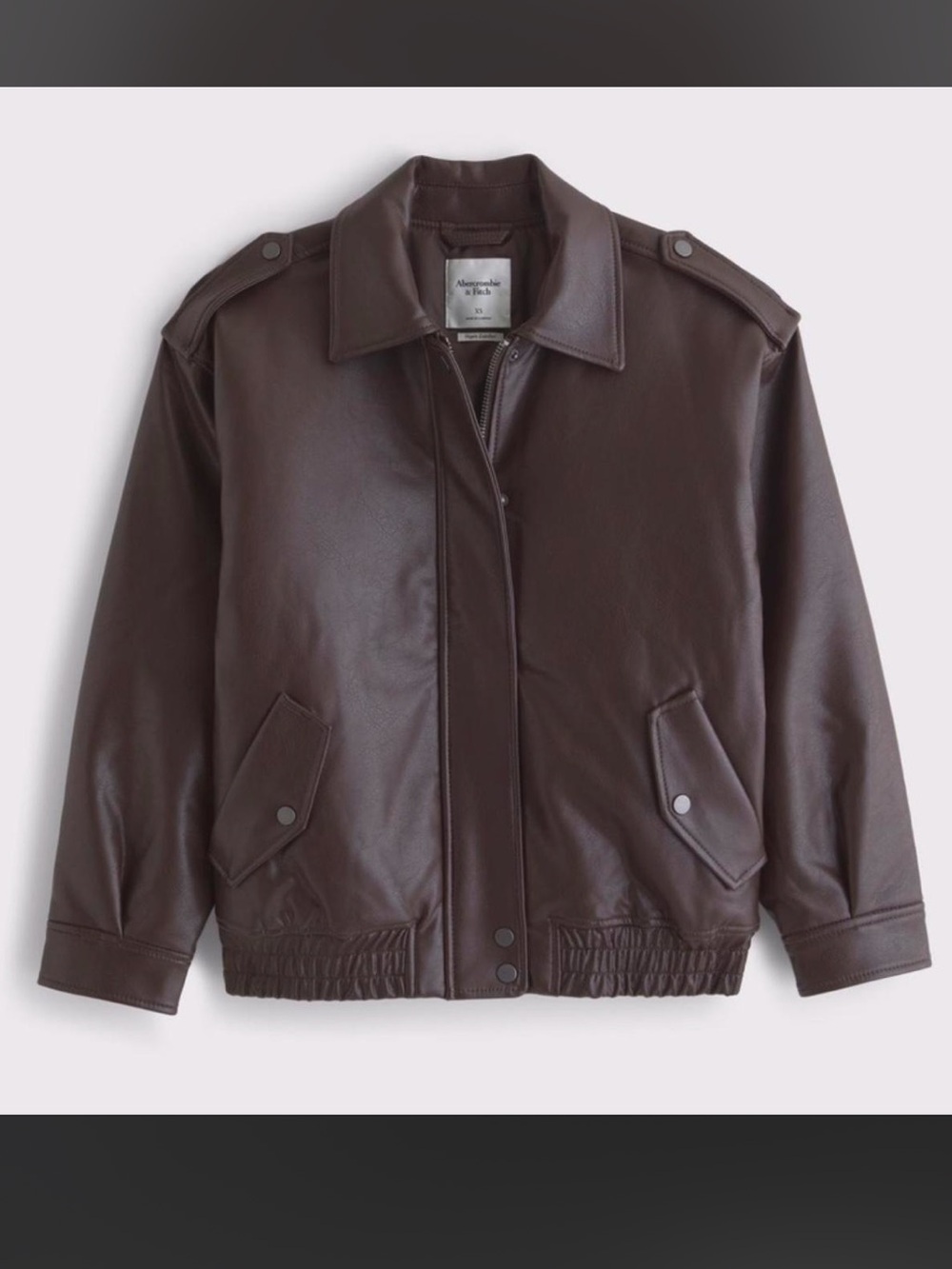 Abercrombie & Fitch Dark Brown Leather Bomber Jacket